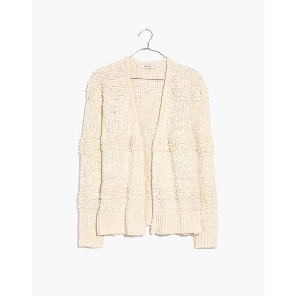 Madewell Sz XS Bronson textured stripe open Cardigan Sweater boho beige ivory - Picture 10 of 11